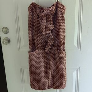 GAP Brown Orange Asymmetrical Ruffled Skirt